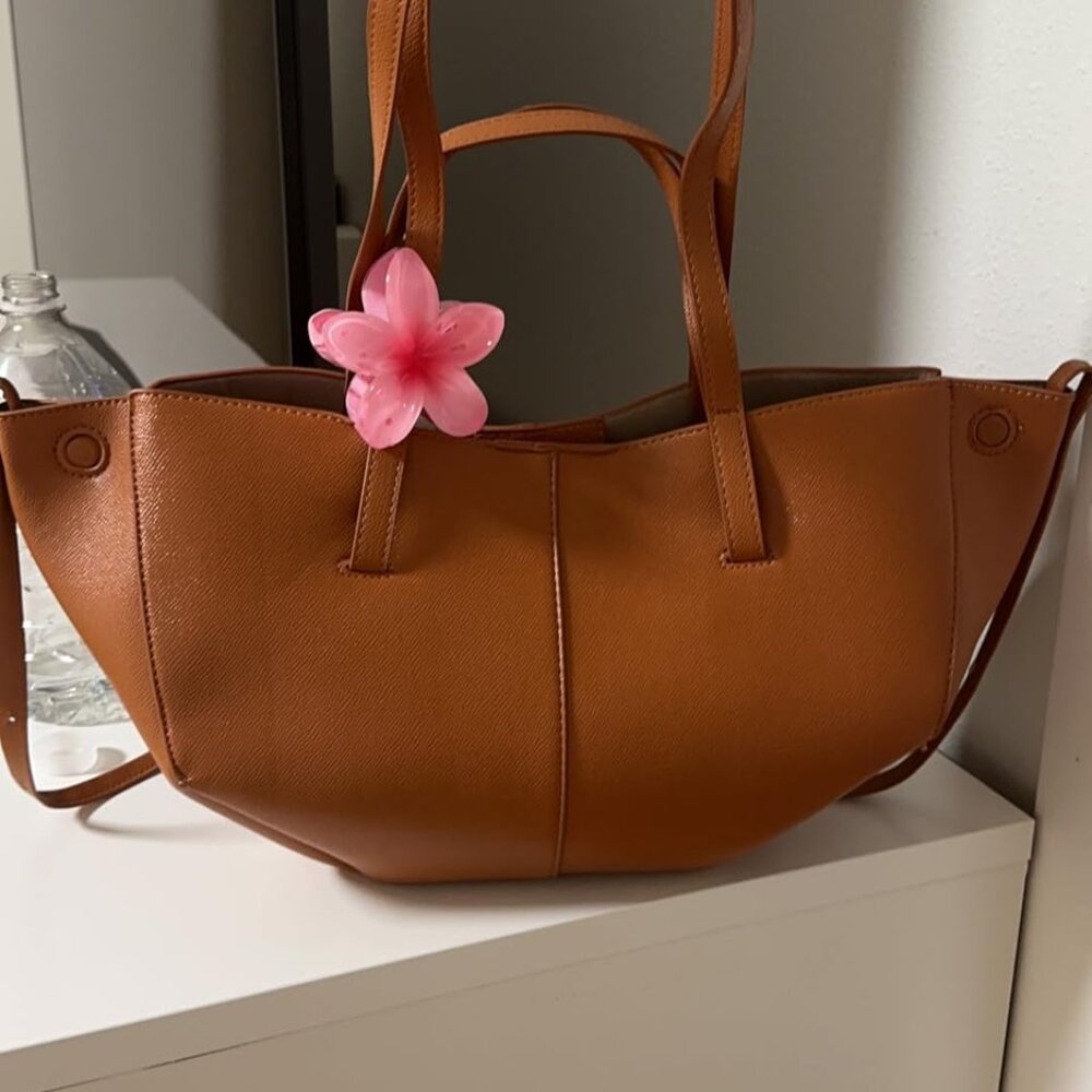 Neiman Marcus Luxury Large Camel Faux Leather Tote Bag - Picture 1 of 7